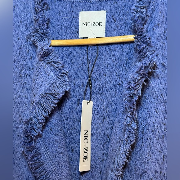 NWT Nic + Zoe Fringe Mix Knit Blazer in Cornflower All Season - Picture 10 of 11